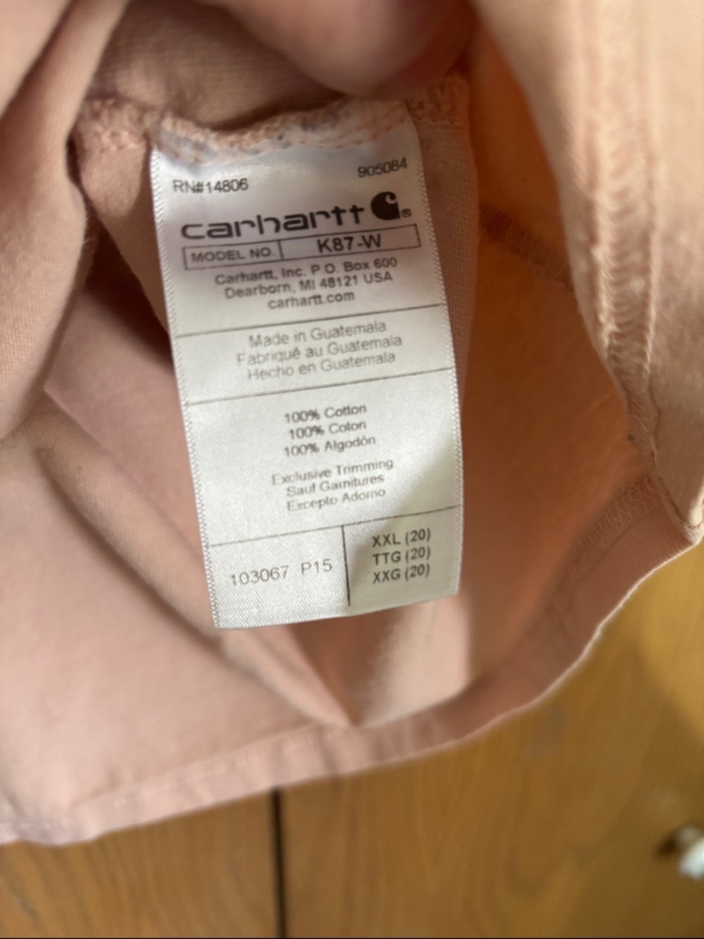 Carhartt Short-Sleeve Pocket T-Shirt in Pale Pink loose fit women’s XXL - Picture 4 of 6